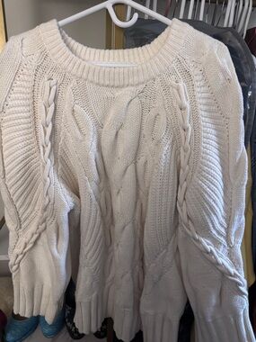 CLUB MONACO white cable knit sweater